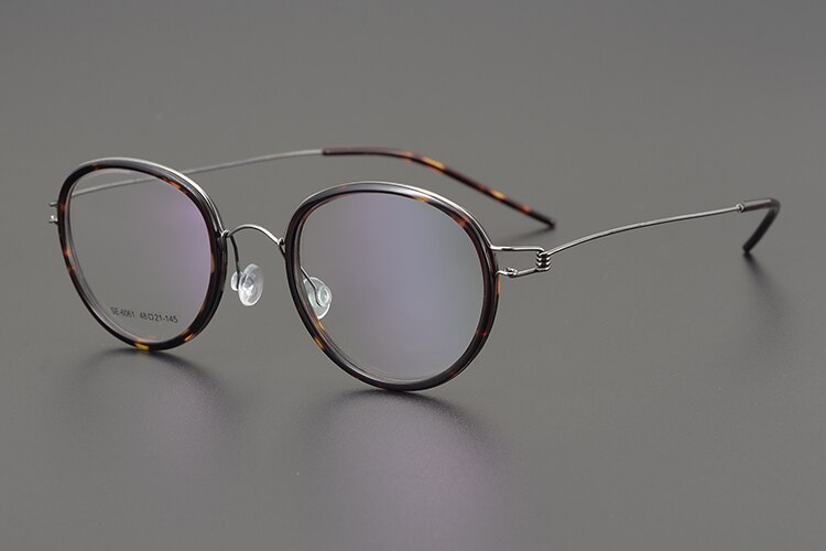 Denemarken Retro Ronde Brillen Titanium Brilmontuur Mannen Vrouw Schroefloos Ultralight Handgemaakte Recept Brillen Optische: Tortoiseshell Gun