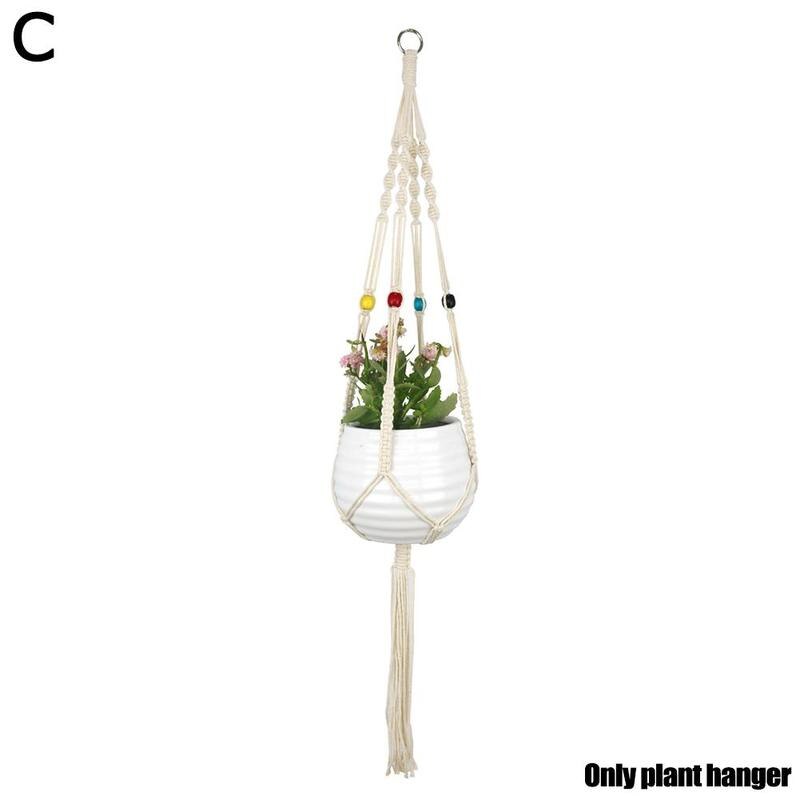 1-- pack macramé plantenhangers, verschillende niveaus, handgemaakte bloemenhouderset, katoenen standaard, touwplantenbakken voor binnen, hangend, po  i0 g 2: C