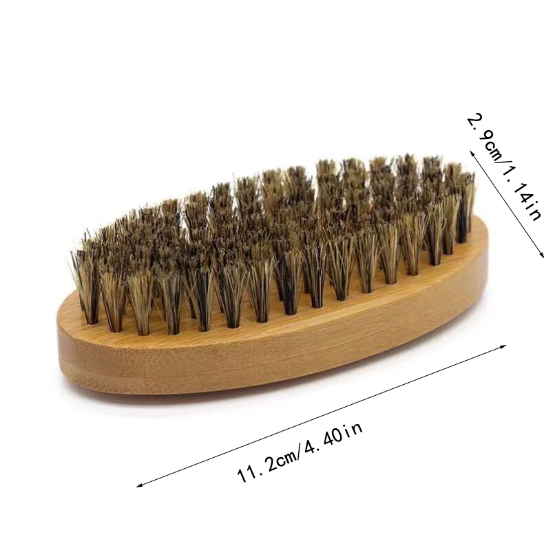 Mannen Scheerkwast Set Varkenshaar Draagbare Kapper Natuurlijke Baard Borstel Kam Schaar Voor Gezichtsreiniging Styling Tool