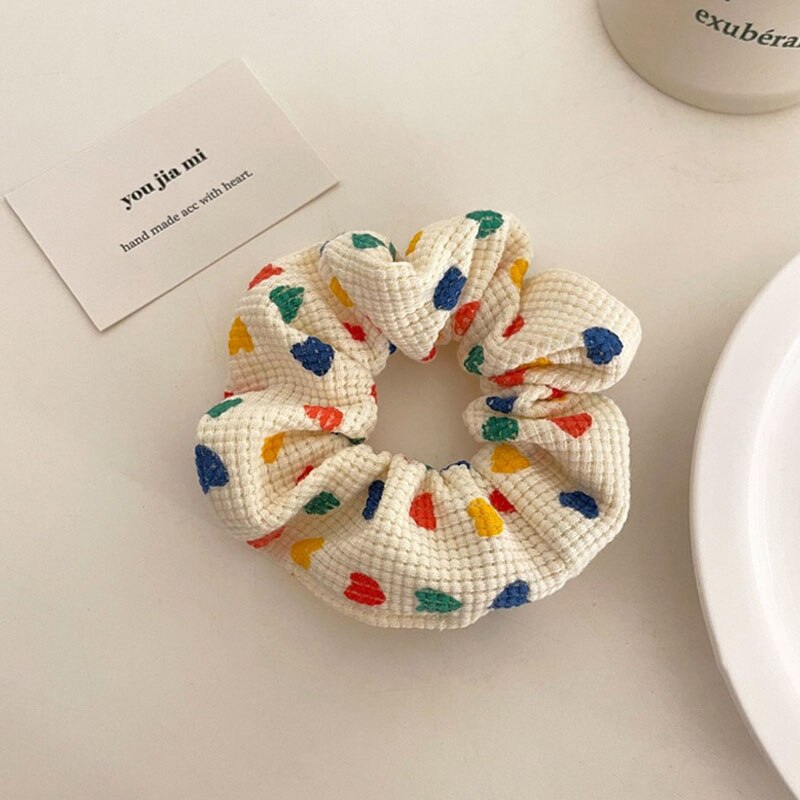 Frauen Niedlichen Druck Bunte Herz betroffen Breite Elastische Haarbänder Süße Pferdeschwanz Halten Scrunchie Haargummi Haar Zubehör: Ursprünglich Titel