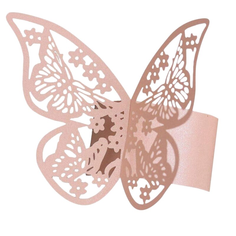 50Pcs 3D Butterfly Paper Napkin Rings for Weddings Party Serviette Table Decoration Butterfly Napkin Rings: Default Title