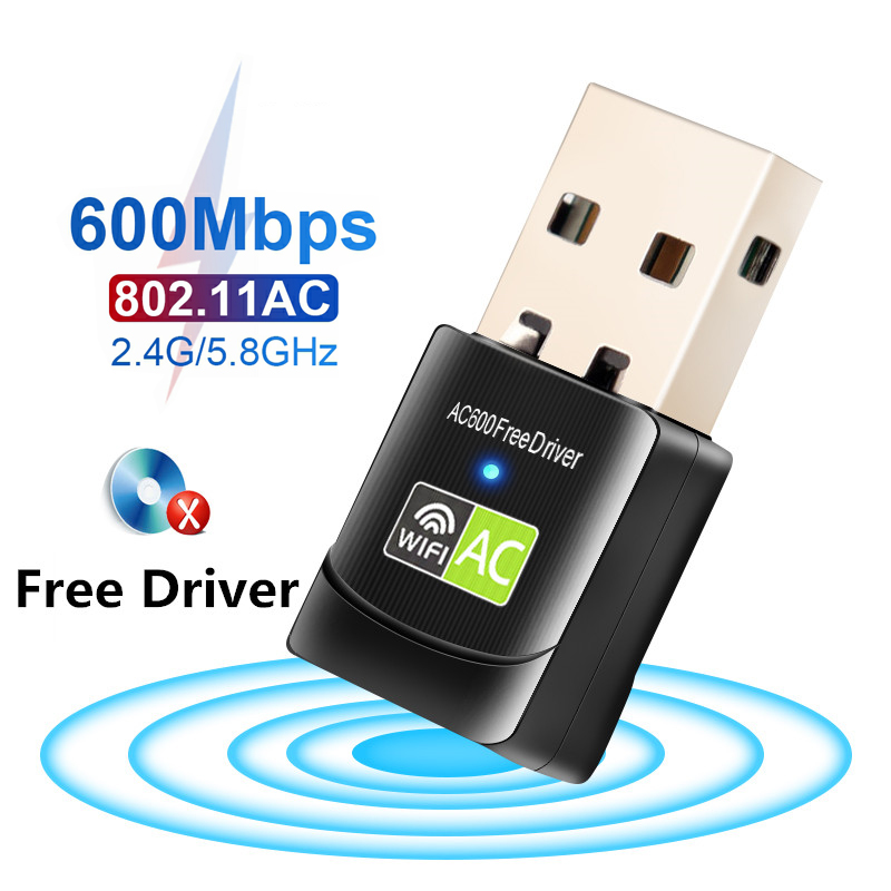 USB Wifi Adapter 600Mbps Dual Band 2.4G/5GHz USB 2.0 Wifi Receiver Laptop Desktop Universal Fast Network Card Easy To Carry