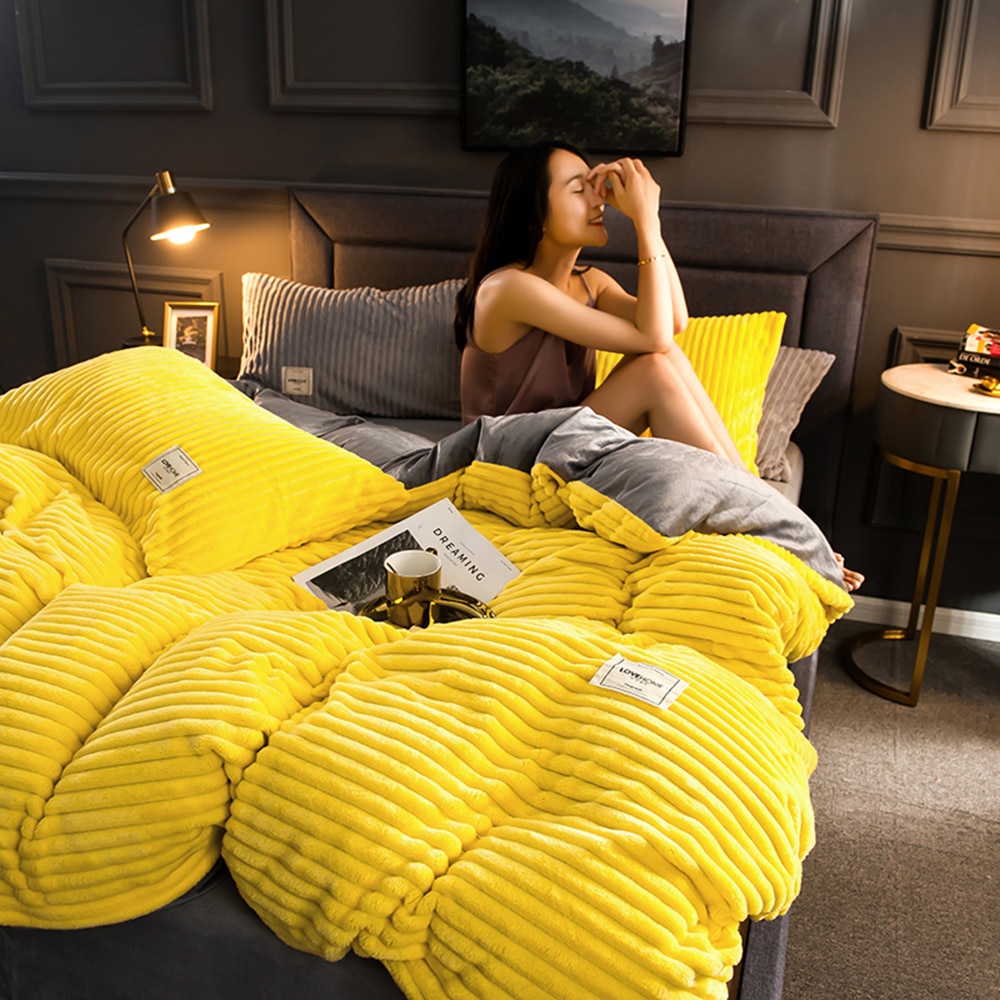 1pc flanne sammet påslakan enkel/dubbel/queen/king size vinter varm förtjocka säng påslakan plysch sängkläder sängkläder set