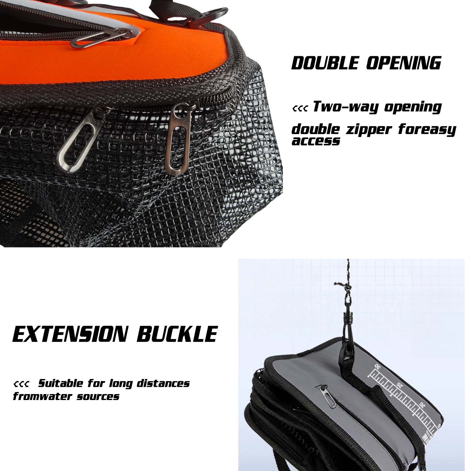 Floating Fishing Basket Collapsible Fishing Net Cage for Live Caught Fish Shrimp Bucket Minnow Trap, 19L/47L，Black/Orange