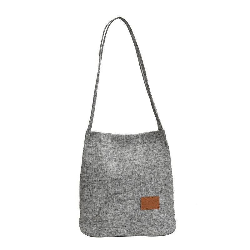Sac en lin décontracté pour femmes, sac à bandoulière Patchwork, sacoches d'extérieur à épaule, bourse Simple, fourre-tout: gray