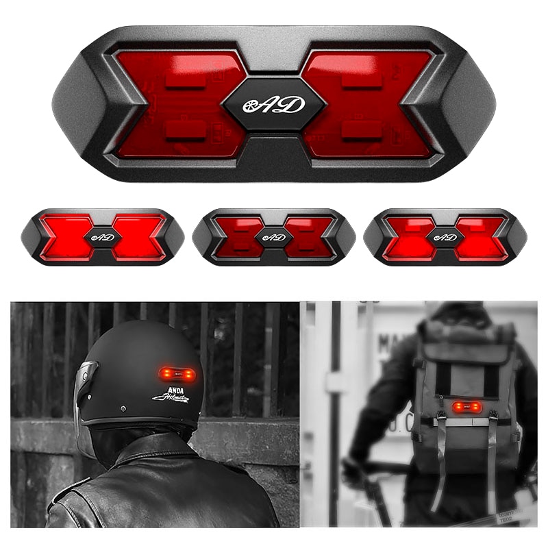 LED Motorcycle Helmet Night Light Strip Safety Signal Warning Light Universal Motorbike Helmet Taillight For Bicycle helmet