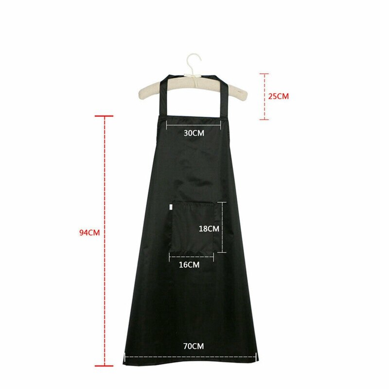 Long PVC Waterproof Pure Color Cooking Apron For Women Men Cafe Shop BBQ Hairdresser Aprons Sleeveless with Pocket