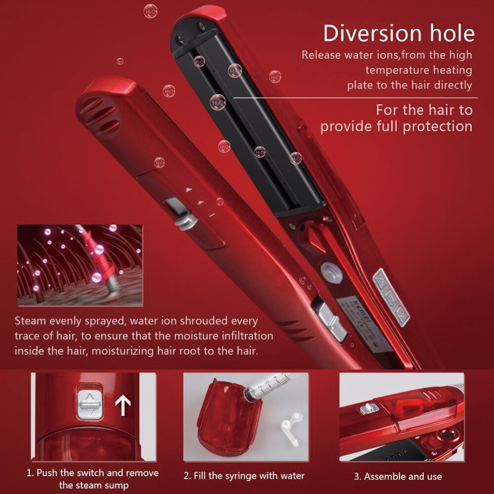 LCD Display Steam Hair Straightener Ceramic Vapor Infrared Heating Flat Iron pod Hair Straightening Iron Hair Carial Styler Tool