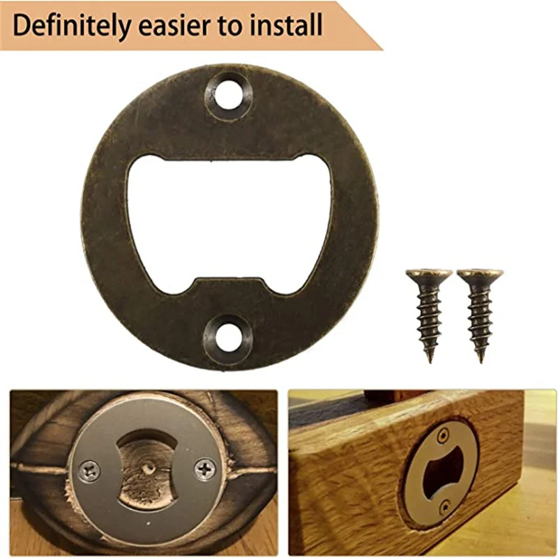Kit d'inserts pour ouvre-bouteille, inserts ronds en acier inoxydable avec vis et tournevis pour ouvre-bouteille, moule de bricolage