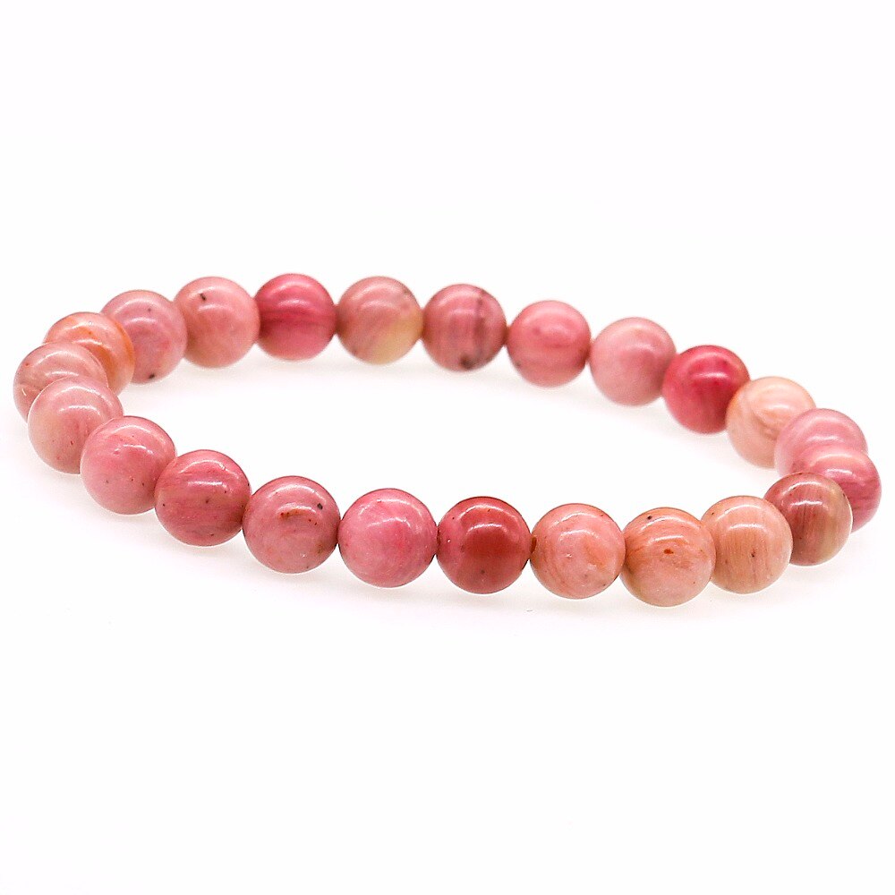 Natural Rhodochrosite Stone Bracelet Stretch Stacking Yoga Bracelet 8MM Round Ro'se Beaded Women Jewelery Healthy Bangle