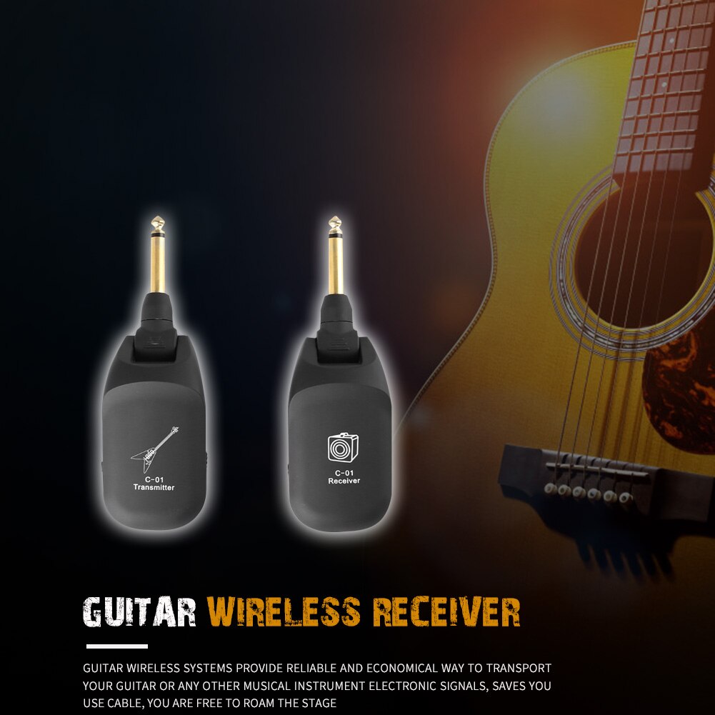 Portable UHF Guitar Wireless System Rechargeable Transmitter Receiver Set for Electric Guitar Musical Instrument Accessories