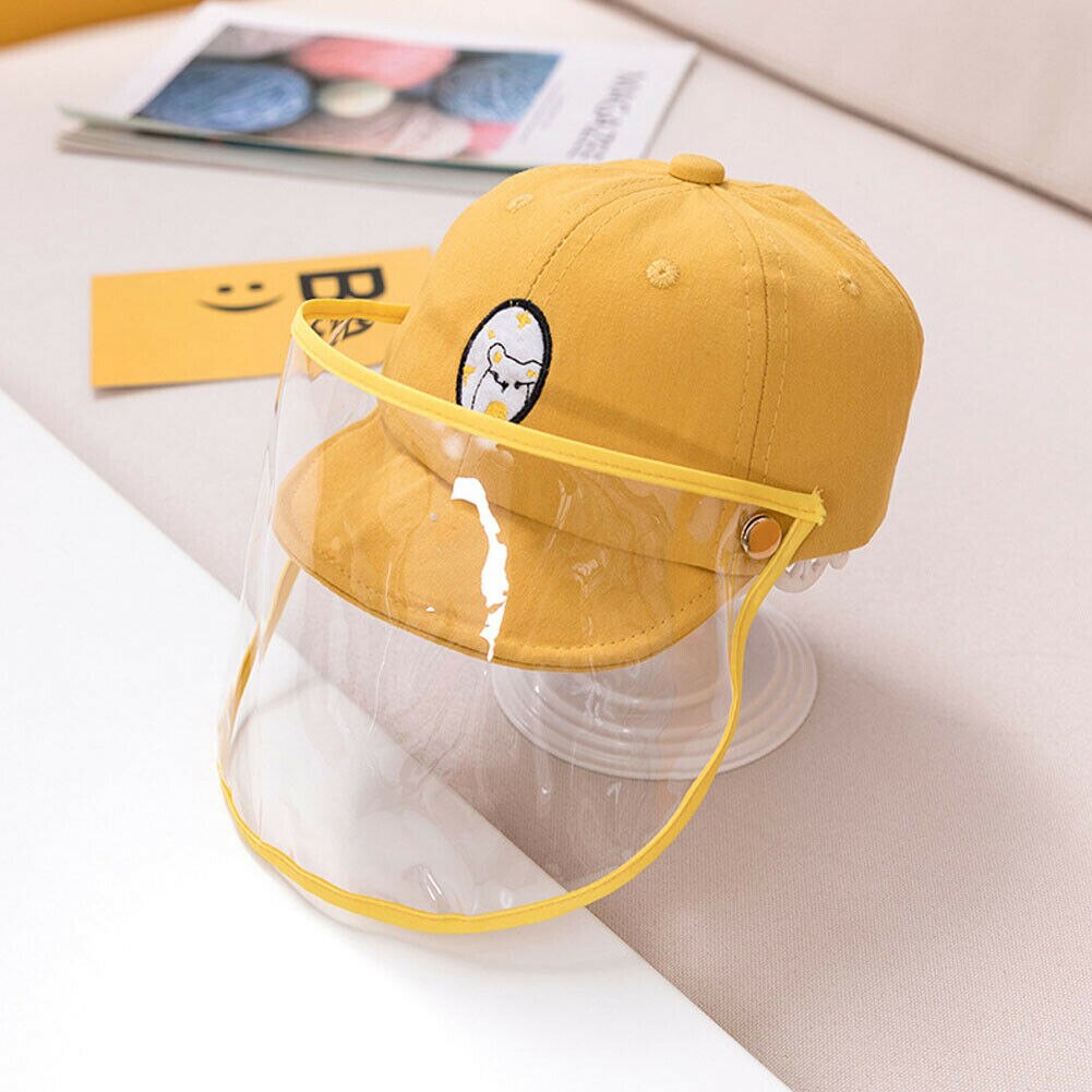 3-12m peuter kinderhoedjes schattige voorruit stofkap afneembare baseballpet voor twee doeleinden volledige gezichtsbeschermende hoed unisex anti-stof: A