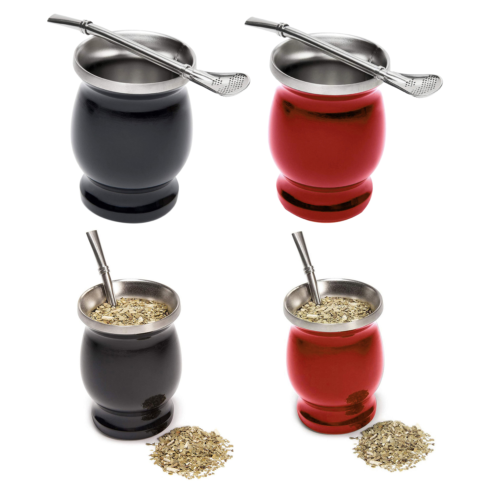 Rvs Dubbelwandige Moderne Yerba Mate Kalebas Mate Cup Dubbelwandige Mok Met Stro Lepel Traditionele Mate Cup