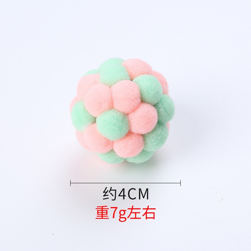 Kat Speelgoed Kleurrijke Handgemaakte Bouncy Bal Kitten Speelgoed Pluche Bell Bal Muis Speelgoed Planeet Bal Kat Speelgoed Interactieve Huisdier levert: S pink green