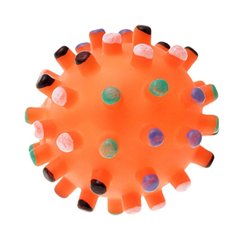 Orangefarbenes hundespielzeug für welpen, quietschender kleiner ball