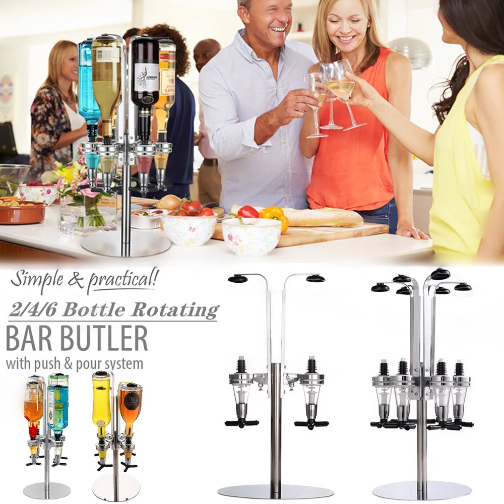 Distributeur d'alcool à whisky rotatif de 2 à 6 bouteilles, vitrine de carafe à vin domestique, distributeur de whisky, accessoires de Bar, étagères de vitrine