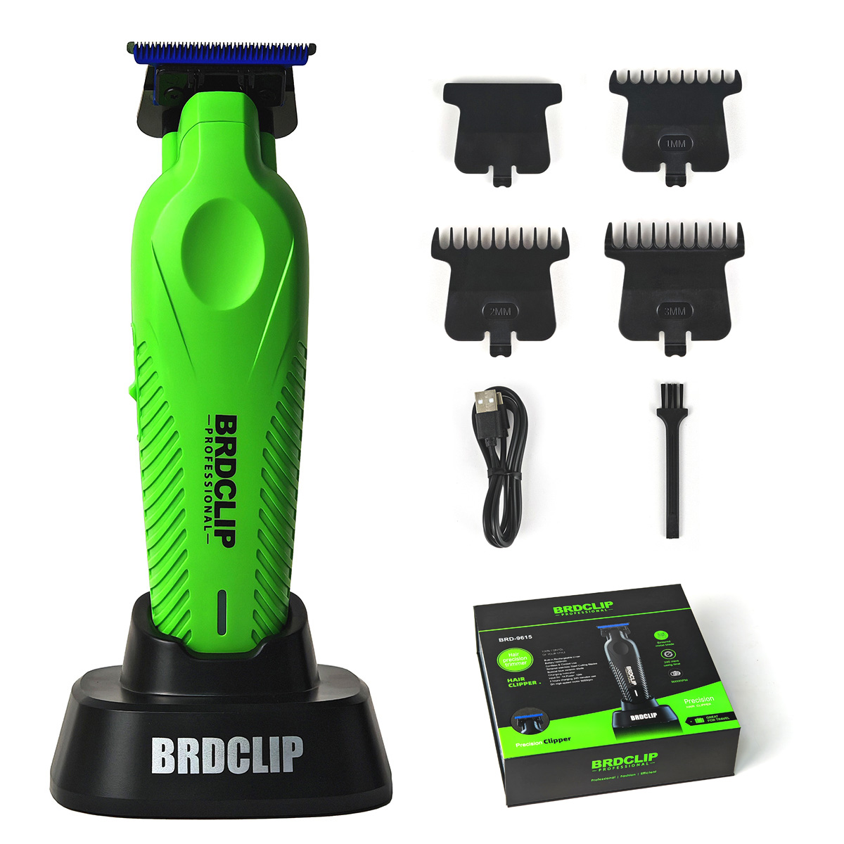 BRDCLIP BRD9615 9000PRM Professionele heren Tondeuse Kapper Afwerking Elektrische Tondeuse DLC Blue Blade Haar Snijmachine: Zilver