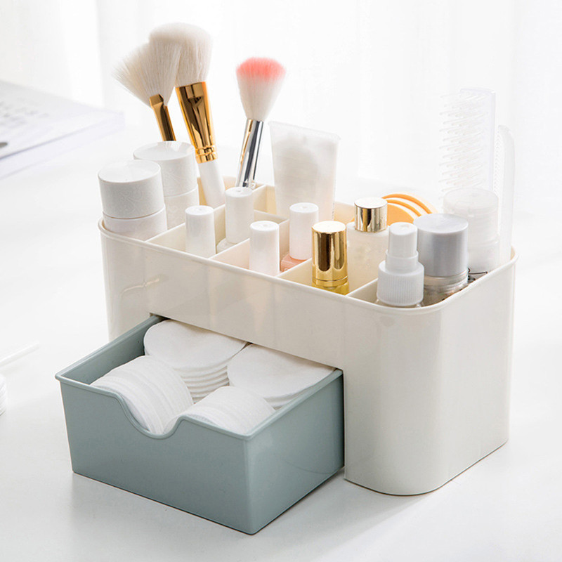 Plastik makeup badeværelse opbevaringsboks kosmetisk arrangør desktop make-up smykker opbevaring etui diverse bord container arrangør