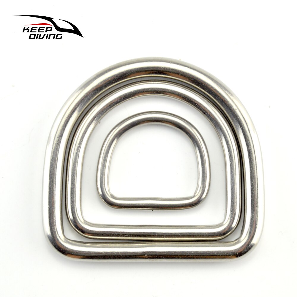 KEEP DIVING-anillo en D de acero inoxidable 316, Clip de cierre sin costuras en forma de D para cinturón de peso, hebilla BCD, accesorios de buceo, 3 uds.