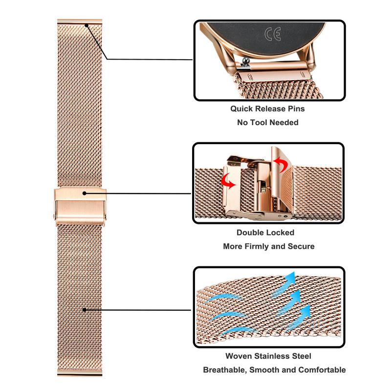 For Amazit Bip Strap Correa Stainless Steel Bracelet for Xiaomi Huami Amazfit Bip Bit Youth Milanese Metal Watchband Wristband