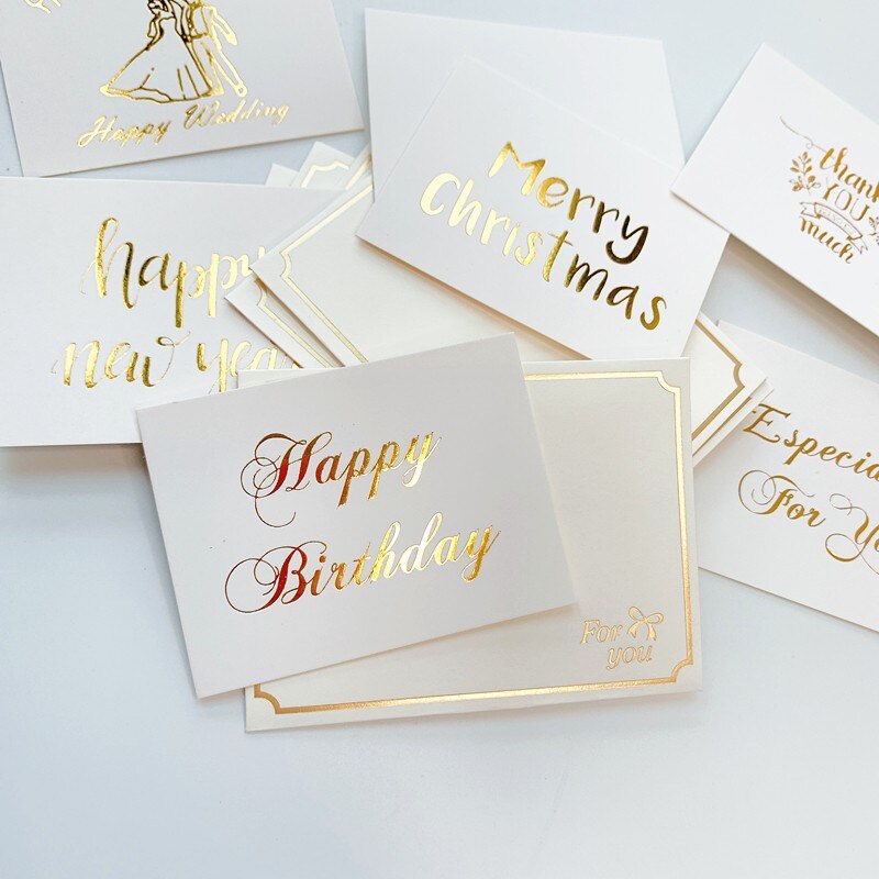 100Packs product Rectangle bronzing card Thank you Small wedding card Writable card decoration card