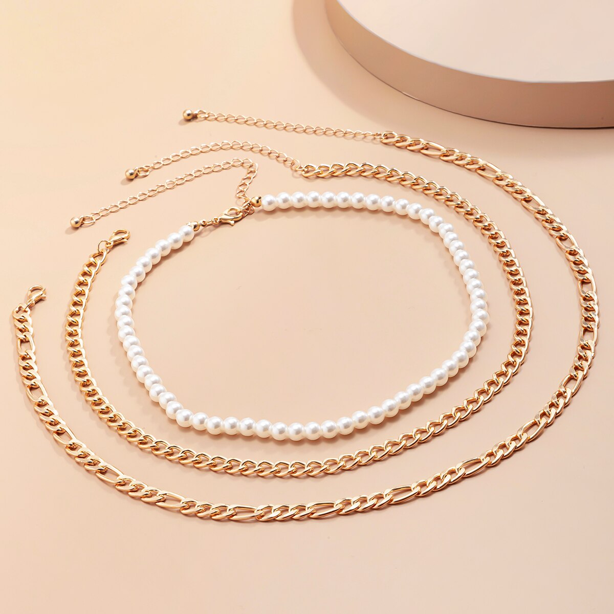 Rvs Ketting Ketting Mannen Vrouwen Curb Cubaanse Link Imitatie Parel Chokers Vintage Zilveren Kleur Mode Mannelijke Sieraden Cadeau