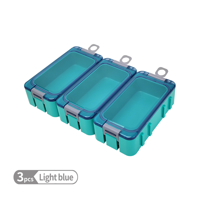 Mini Boîte de Rangement en Plastique pour Accessoires de Pêche, Conteneur pour Hameçon, Leurre, Compartiments, Valise à Outils pour Carpe, 3 Pièces: BLEU CIEL