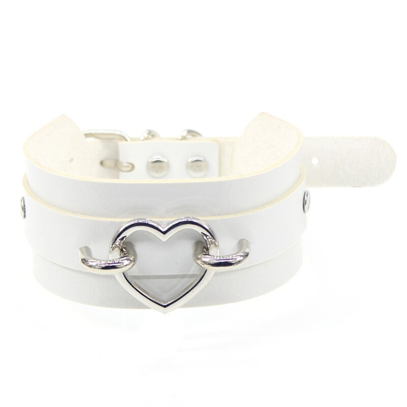 Faux leather heart choker ketting met een verstelbare gesp stud black goth kraag voor vrouwen chocker Gothic sieraden