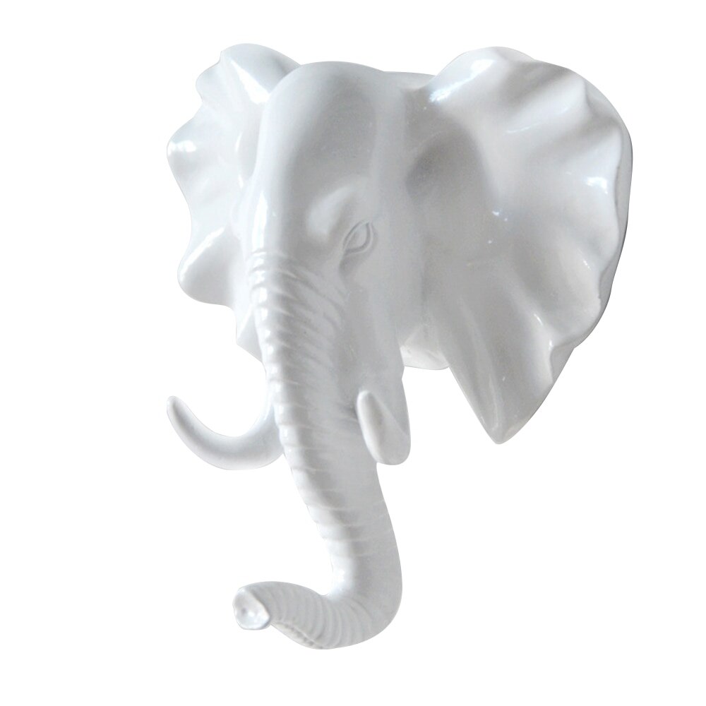 Herten Gewei Muur Hanger Kleren Muur Hanger Zelfklevende Display Rekken Sleutel Hanger Muur Opslag Gewei Hangers: 1pcs white elephant