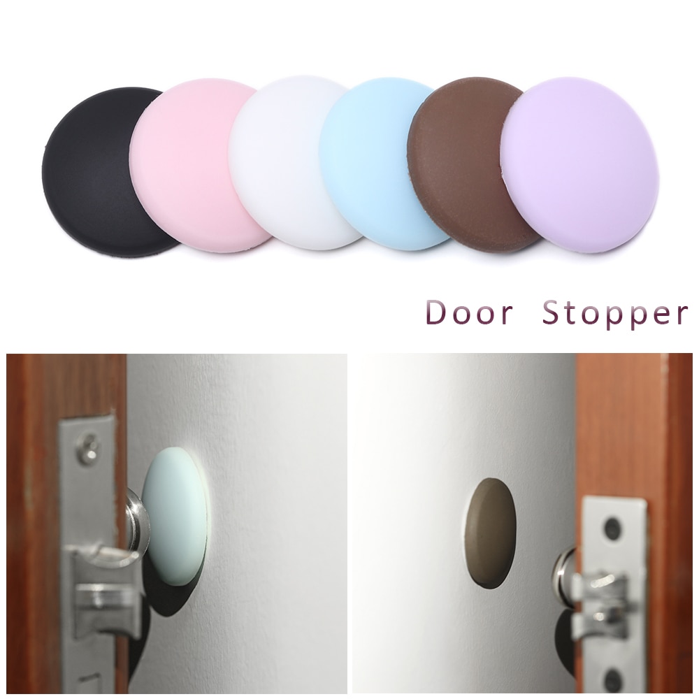 6 farver dørstop dørhåndtag gummivægbeskytter smager stødsikker kollisionspude stop silikone dørhåndtag prop