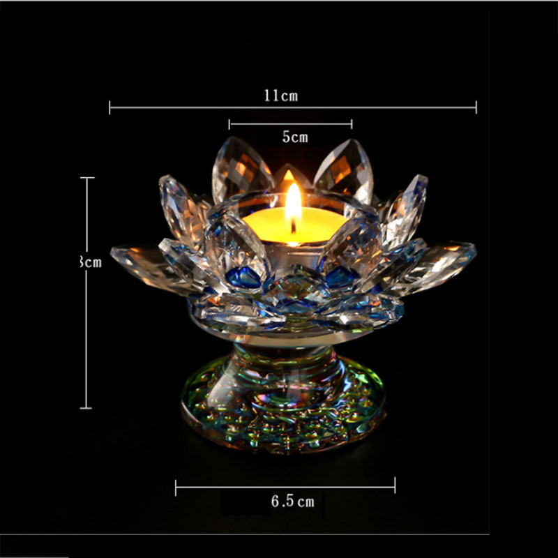 7 farger krystall lotus lysestake telysholdere lotusblomst figurer ornament fest middag dekor