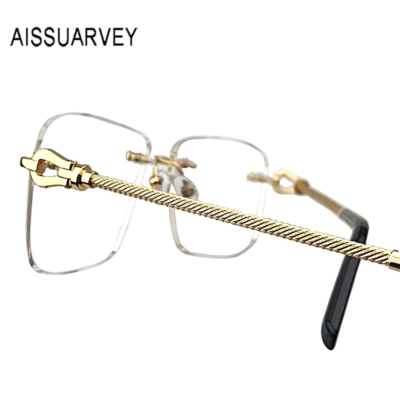 Titanium Brilmontuur Mannen Brillen Frames Mannen Mode Randloze Gouden Bril Top Optische Brillen Recept