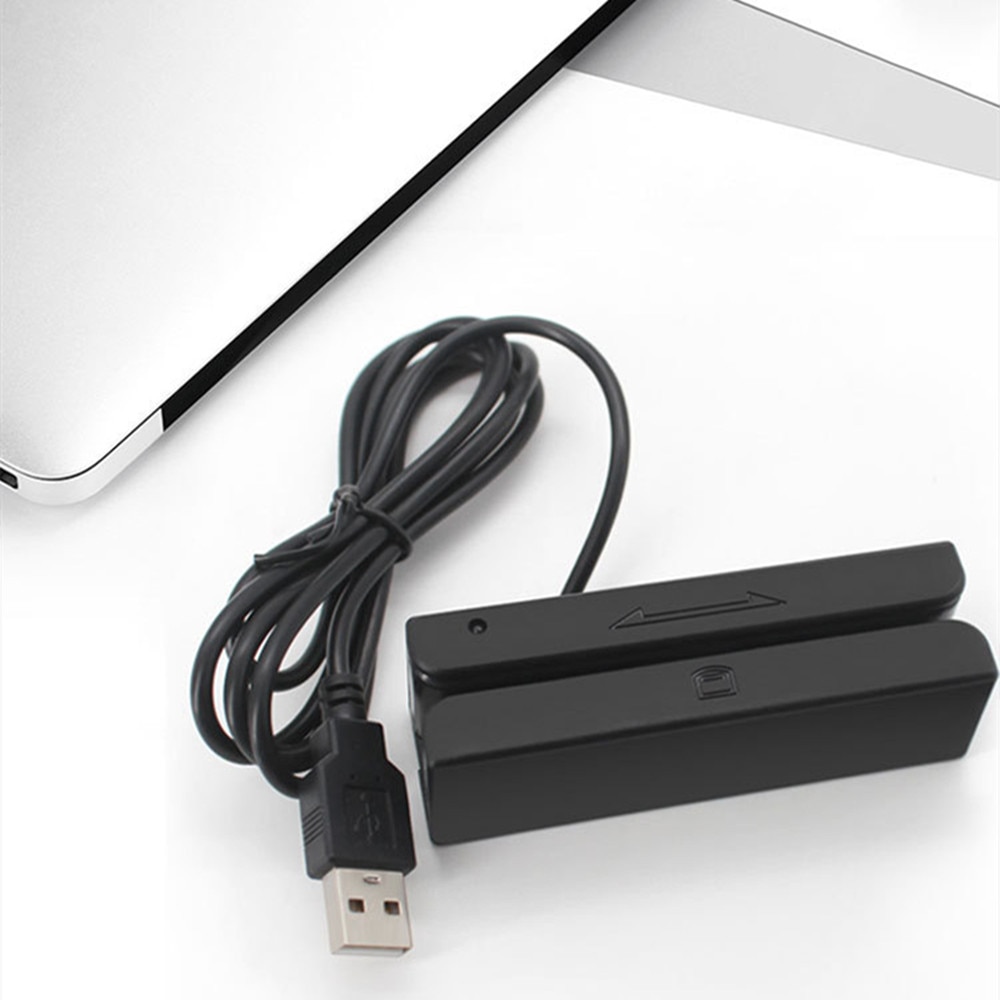 Leitor magnético usb msr100 com 3 faixas, coletor de dados para cartão usb