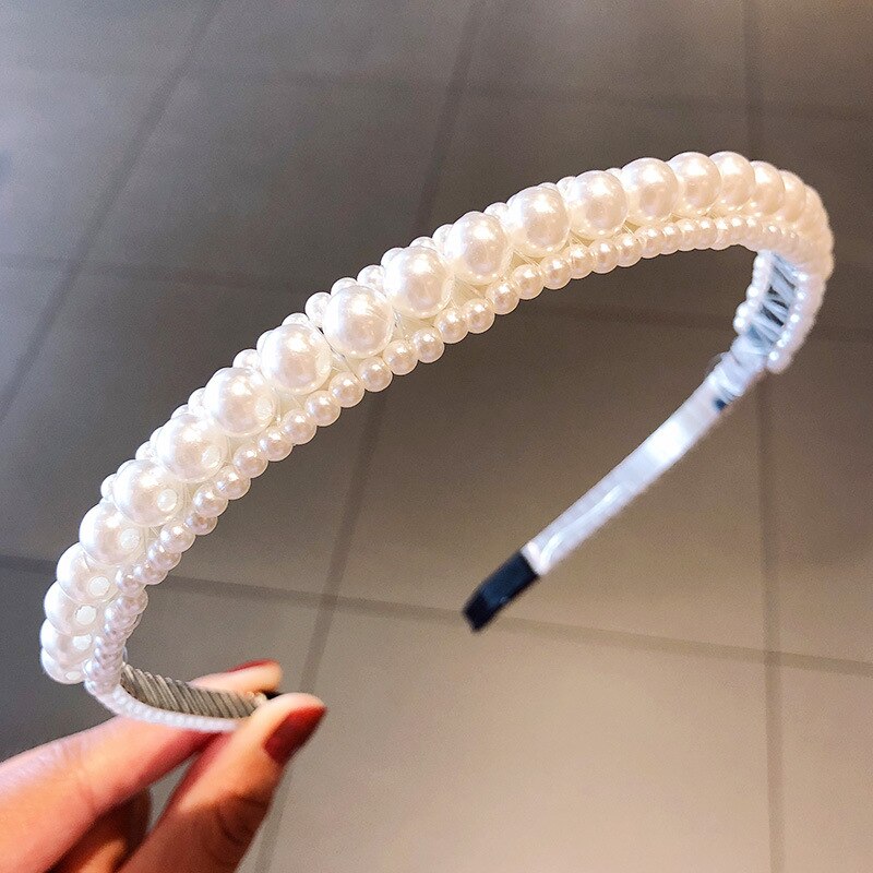 Handgemachte Perlen Perle Stirnband für Frauen Drücken Haar Schnalle Winkel Stirnband Hochzeit Kopfschmuck Haar Zubehör Schmuck: 7