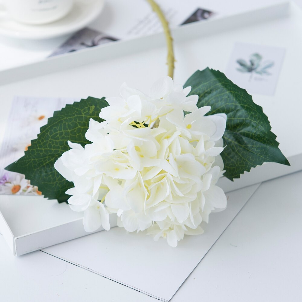 Siden hortensia höst år jul vas för heminredning tillbehör bröllop dekorativa växter billiga konstgjorda blommor: Vit