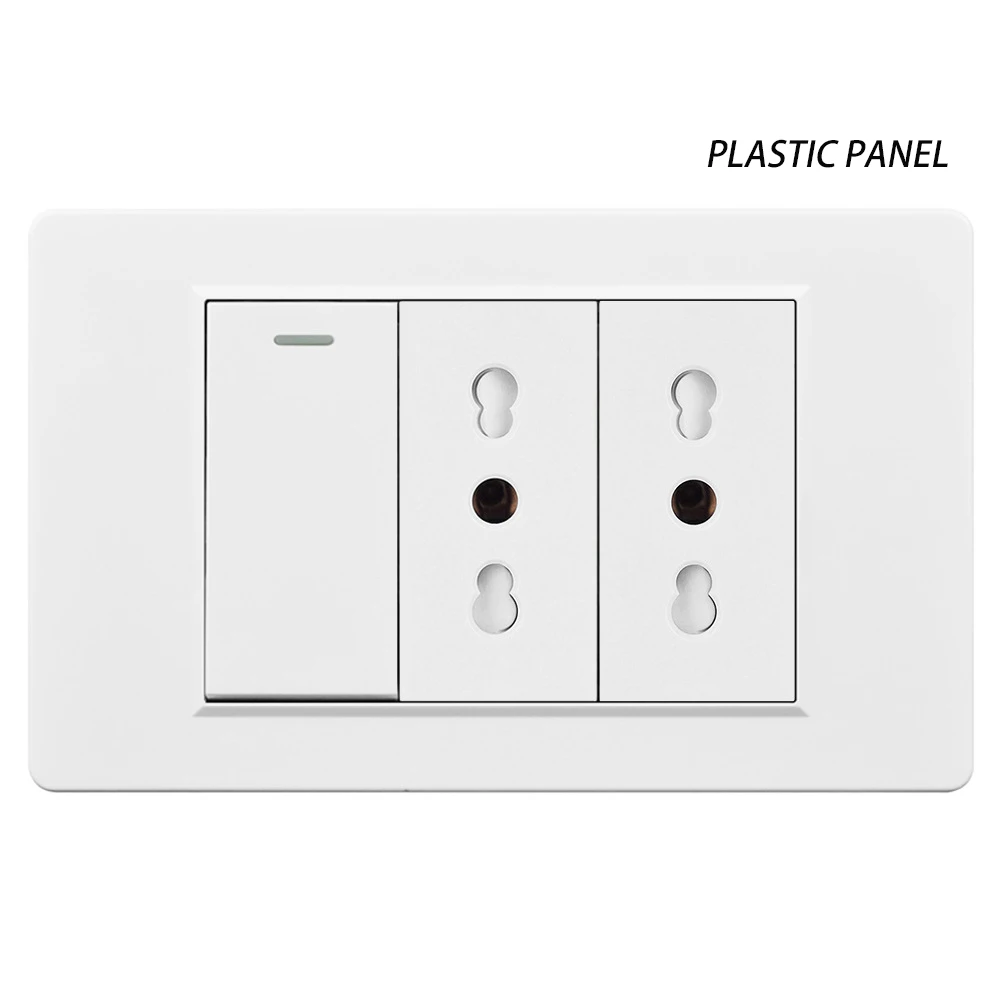 Italy Switch Wall Sockets USB Type-C Chile Plug 16A Chilean Outlets Italian EU Power Socket Tempered Glass Panel Home Office: Blue