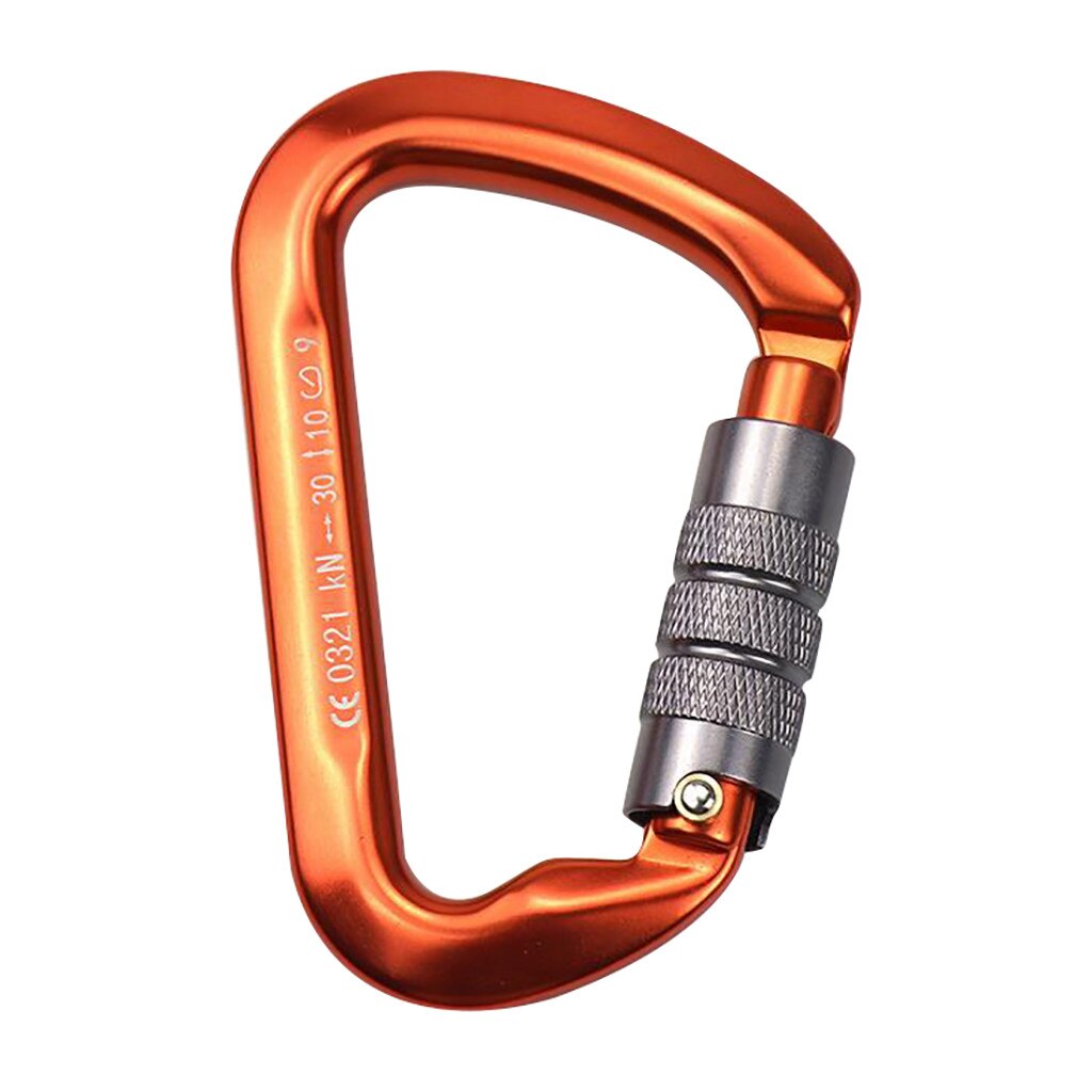 Outdoor Climbing Equipment Accessor Safety Lock Aviation Aluminum Carabiner D Shape Buckle Pack 30kn Keychain Automatic Jy6: Orange