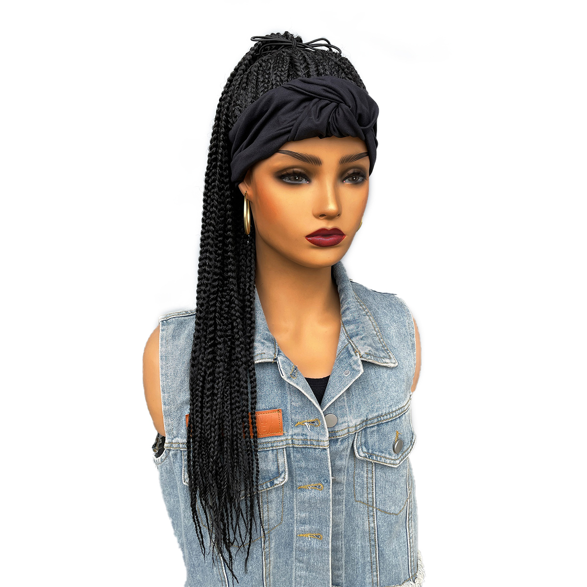 BCHR Headband Wigs for Black Women Synthetic Braided Wigs Twist Crochet Hair Cornrow Braid Wig Long Straight Headband Wig
