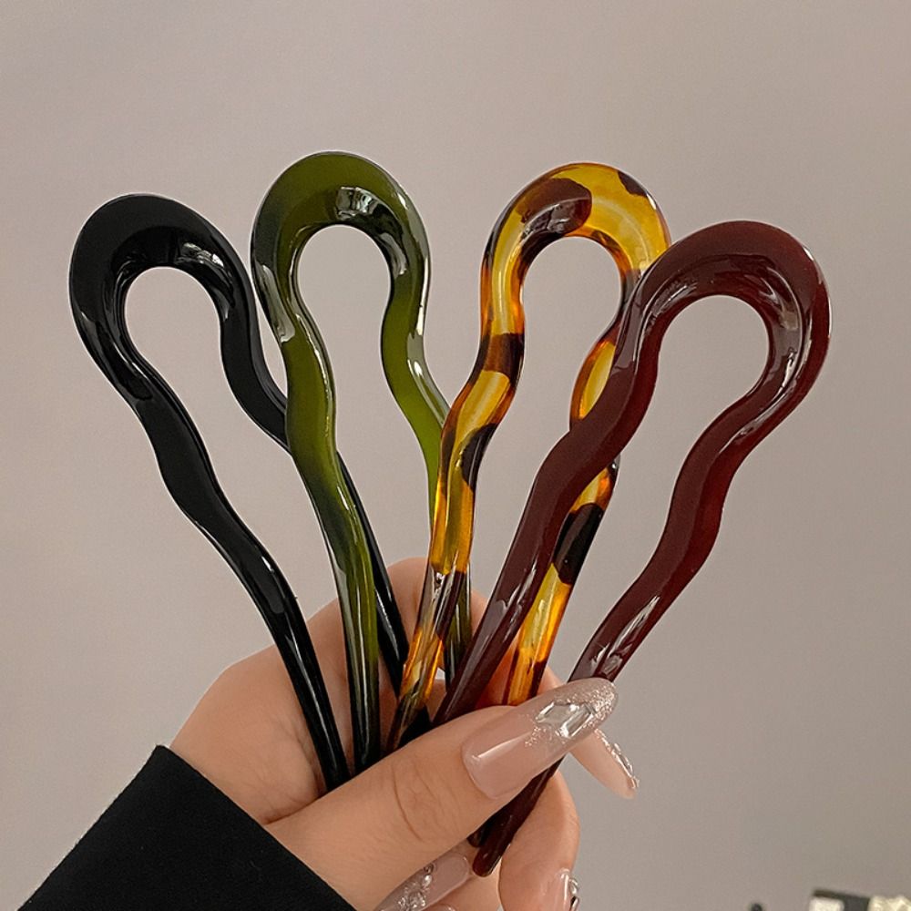 Horquilla para el pelo en forma de U, palitos para el pelo de geométrico a la de acetato, horquilla de carey, accesorios para la cabeza para mujeres y niñas