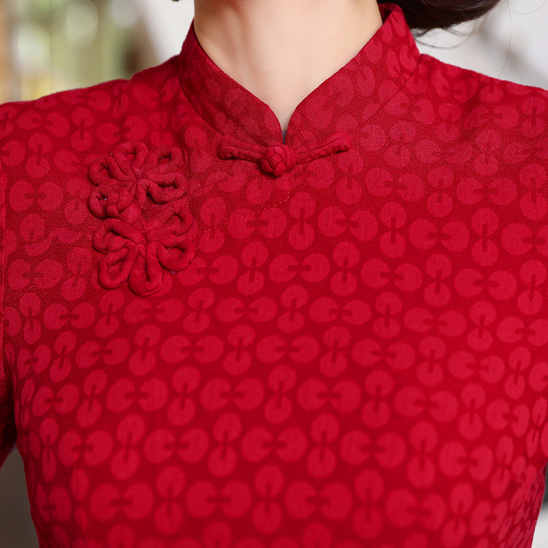 Chinese Style Long Sleeve Cotton Blouse Navy Blue Chinese Shirts Retro Qiapo Tops Female Classic Chinese Clothes