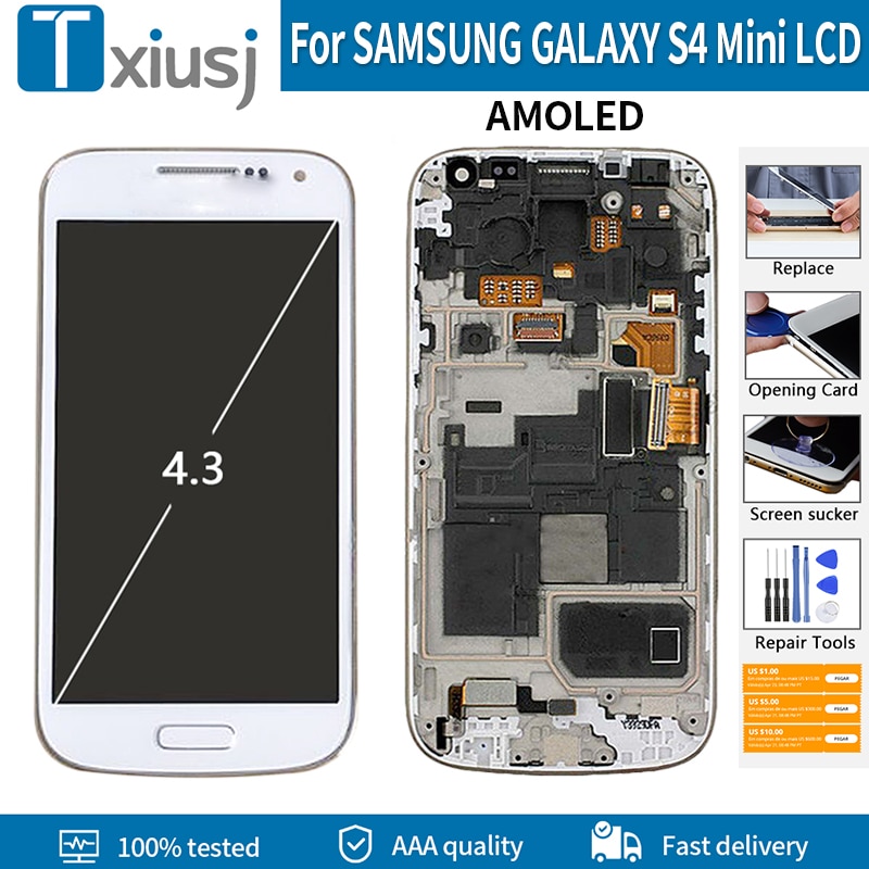 Originele Amoled Voor Samsung S4 Mini Lcd-scherm Voor S4 Mini I9190 I9192 I9195 Lcd-scherm Digitizer Vergadering Met frame