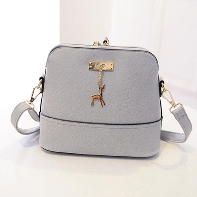 Yogodlns Vintage Nubuck Leer Vrouwen Tassen Mode Kleine Shell Tas Met Herten Speelgoed Vrouwen Schoudertas Winter Casual Crossbody Tas: gray