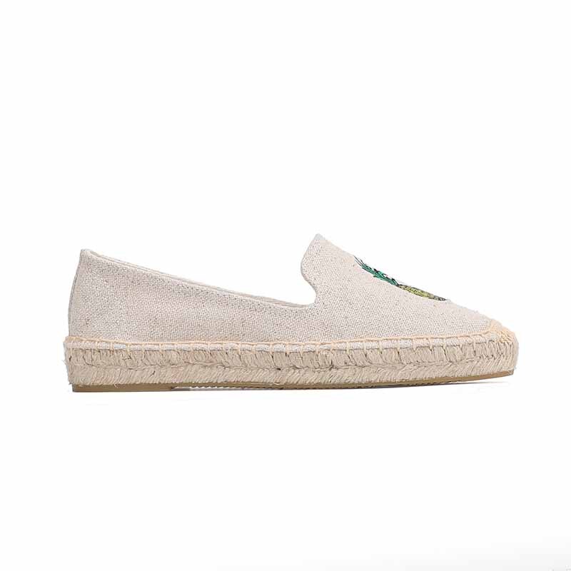 Flat Platform Woman's Slip On Flats Footwear Woman Embroidery Denim Womens Casual Espadrilles Shoes Hemp Canvas