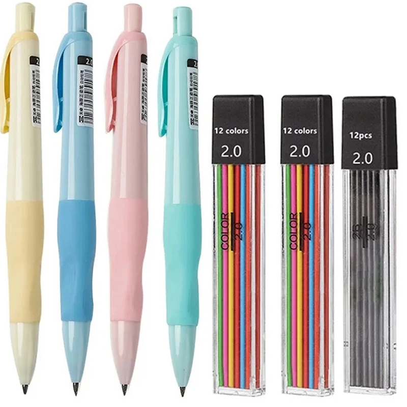 Ensemble de crayons mécaniques dauphin mignon de 2mm, crayon HB pour dessin de charpentier 2.0mm pour dessin, écriture, croquis, fournitures scolaires Kawaii