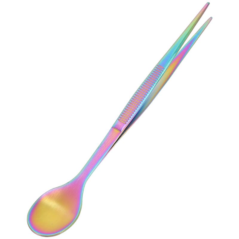 Multifunktionellt köksredskap 2 i 1 matredskap bärbar sked och ätpinne bestick i rostfritt stål metallsked ätpinne: Orange