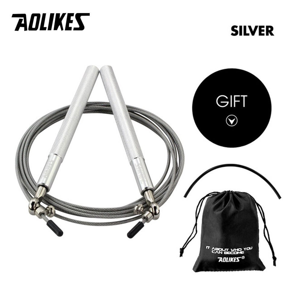 AOLIKES 1PCS Crossfit Speed Jump Rope Skipping Rope For MMA Boxing Fitness Skip Workout Training With Carrying Bag: Silver