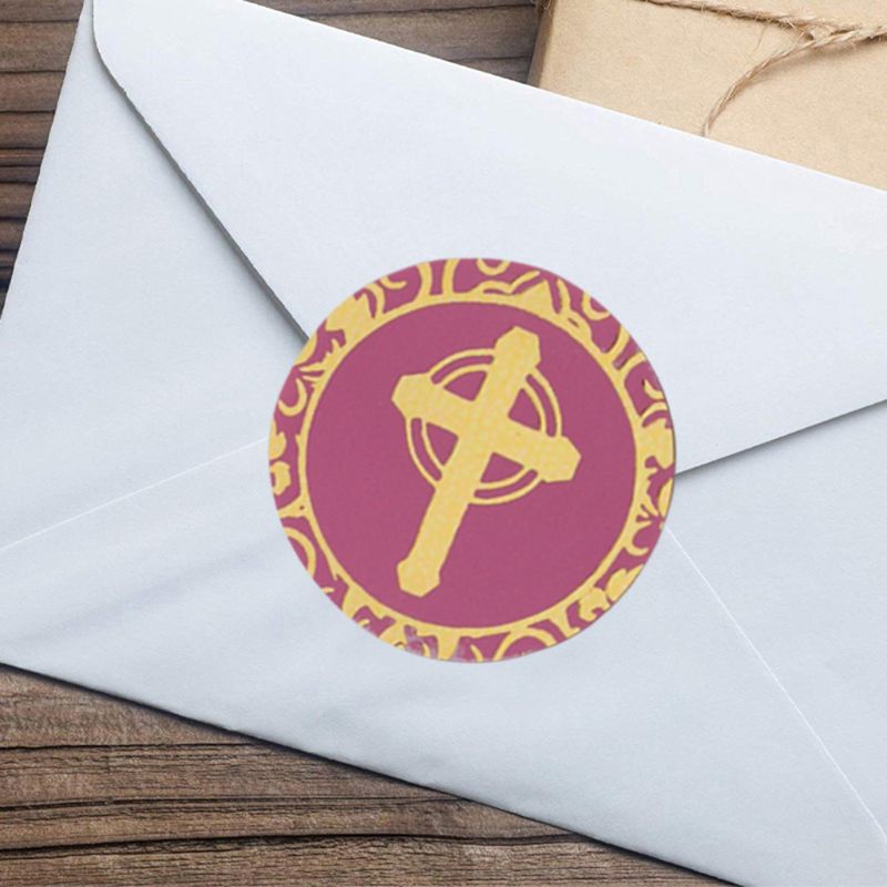 500pcs Religious Christian Cross Stickers Round Labels for Envelope Seals Favors