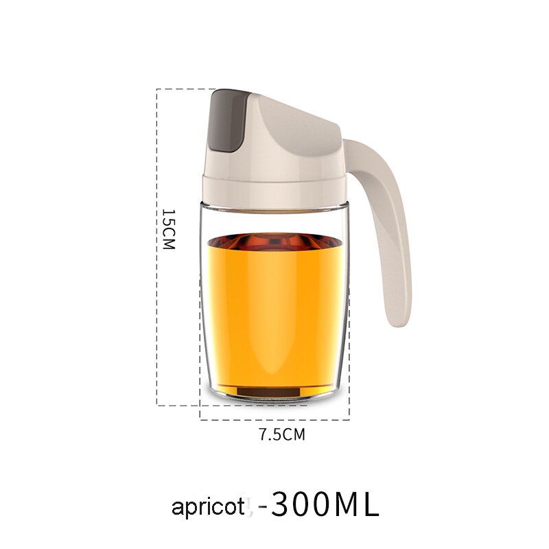 Leakproof Glass Oil Bottle Kitchen Oil Pot Automatic Opening Seasoning Can Condiment Dispenser Olive Oil Contanier with Handle: I