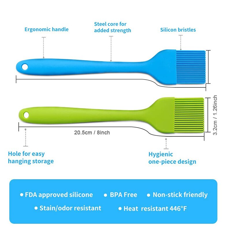 Basting Brush Silicone Pastry Baking Brush BBQ Sauce Marinade Meat Glazing Oil Brush Heat Resistant Kitchen Cooking Tools