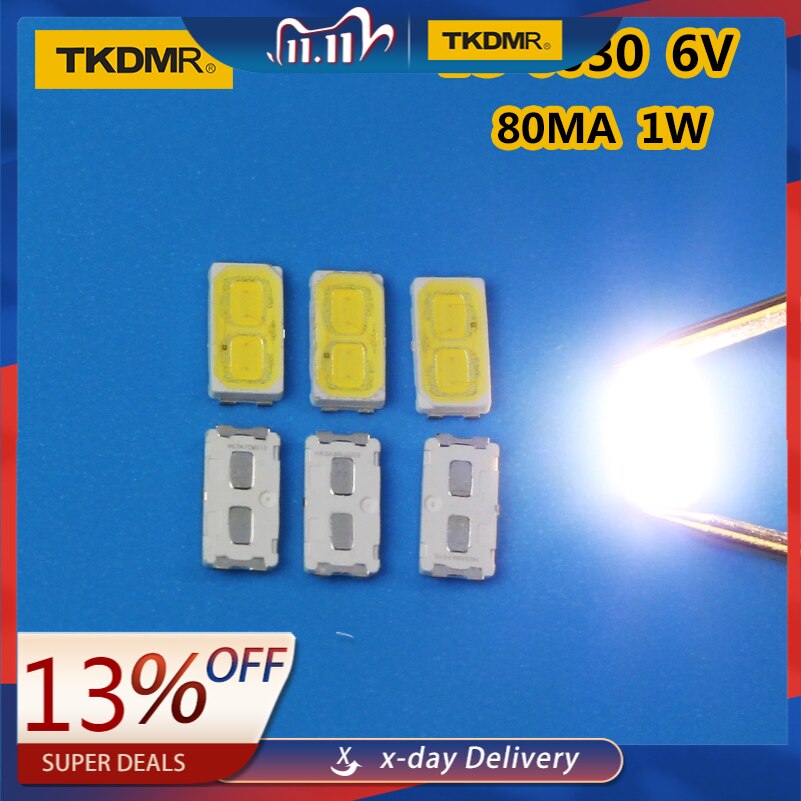 Tkdmr 120 stuks/partij lg smd led 6030 6v 1w koud wit voor tv achtergrondverlichting led kralen